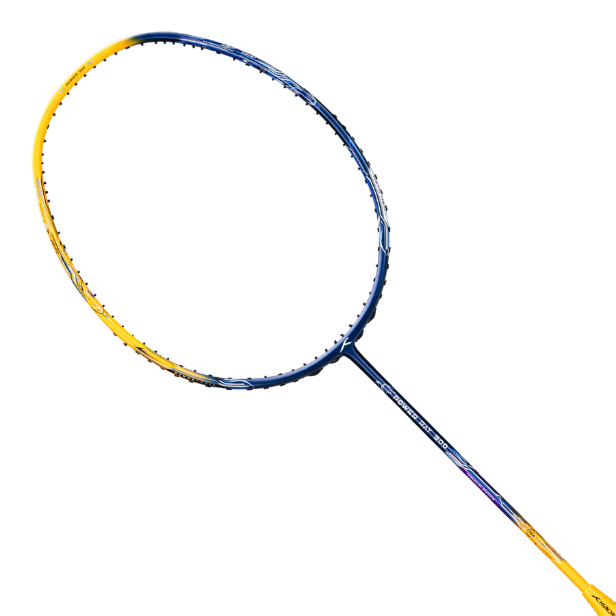 Hundred Power Ray 900 Badminton Racket Prestrung (Navy/Dark Yellow)