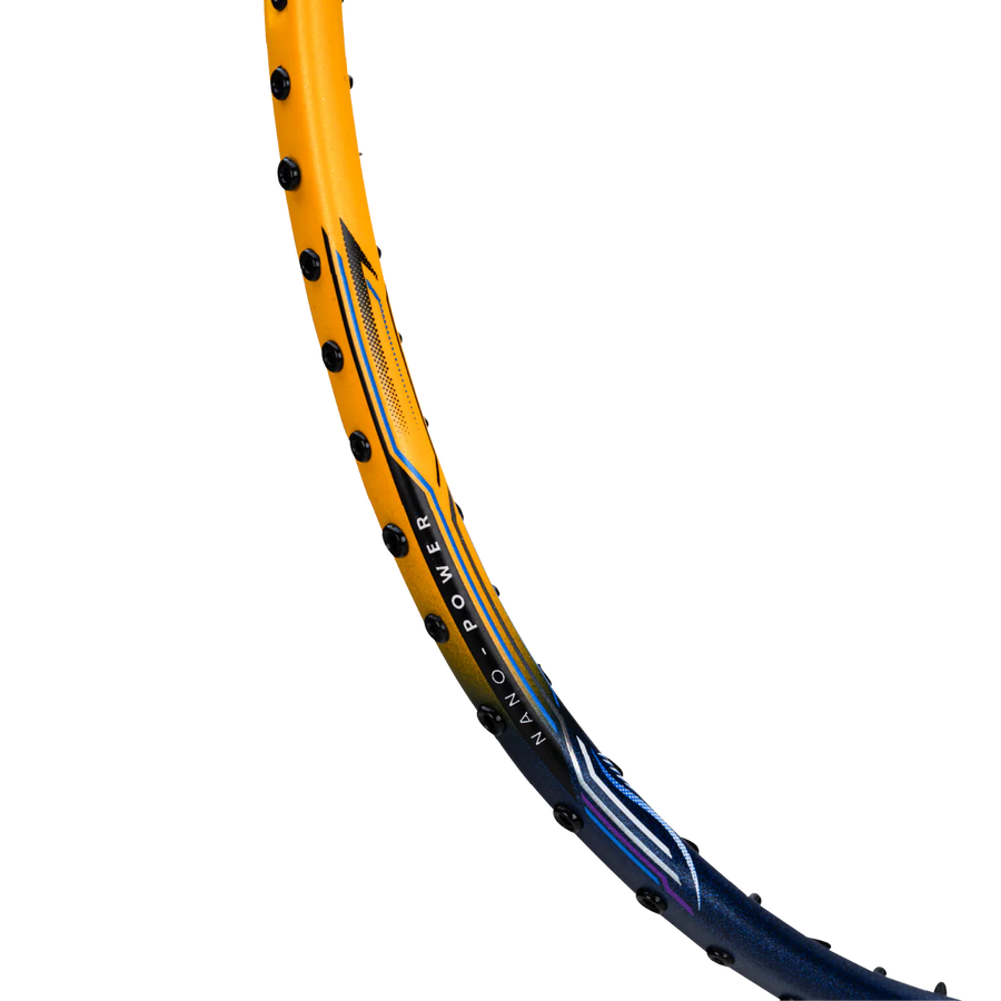 Hundred Power Ray 900 Badminton Racket Prestrung (Navy/Dark Yellow)