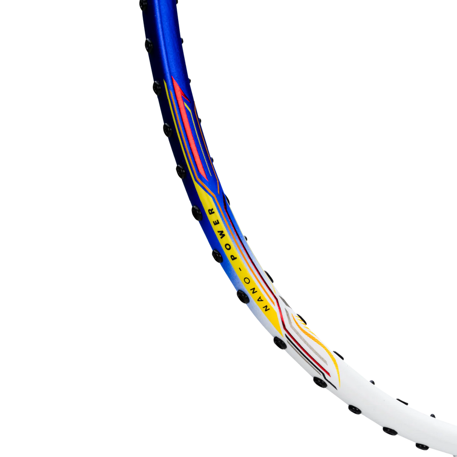 Hundred Power Ray 900 Badminton Racket Prestrung (White/Royal Blue)
