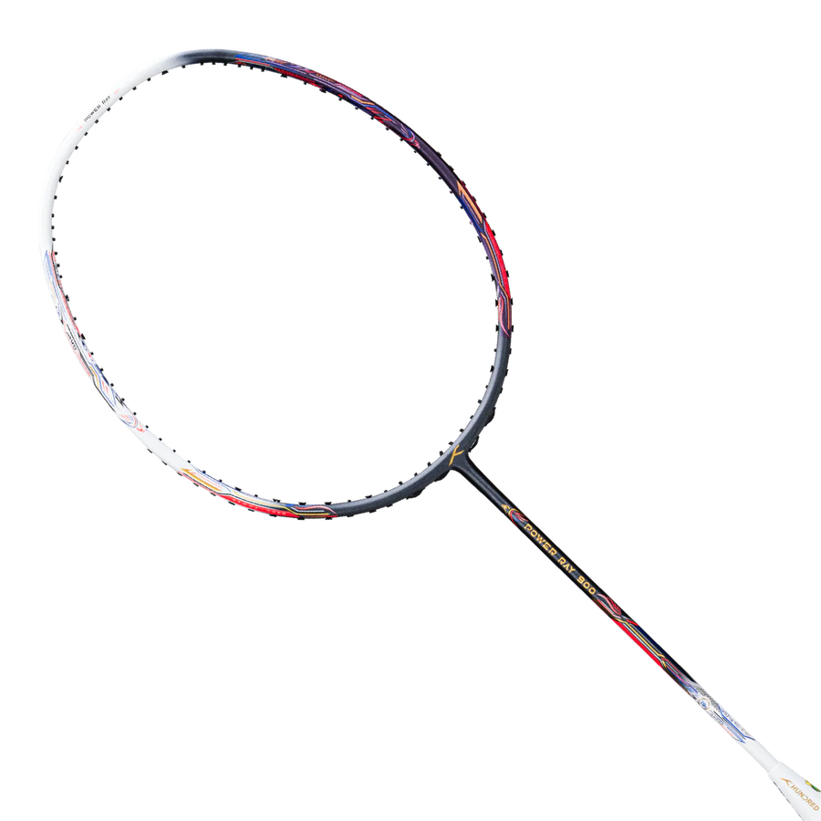 Hundred Power Ray 900 Badminton Racket Prestrung (Dark Grey/White)
