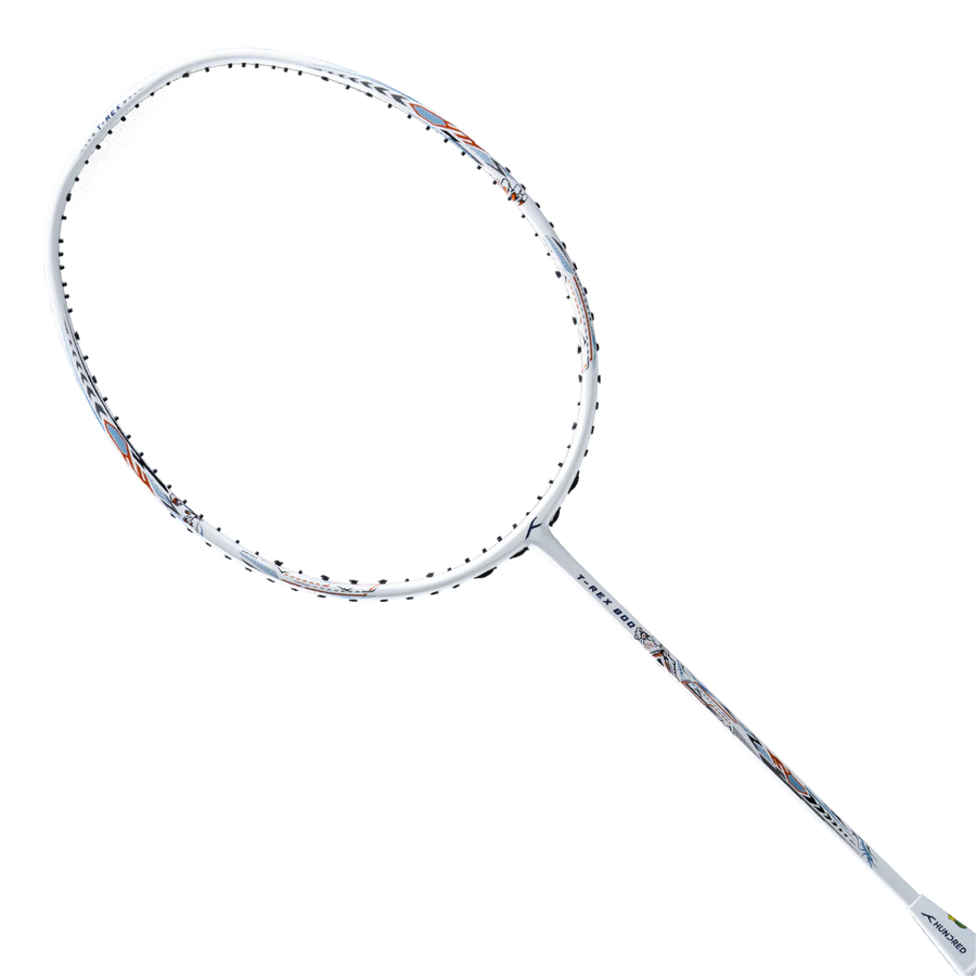 Hundred T-Rex 800 Badminton Racket Prestrung (White)